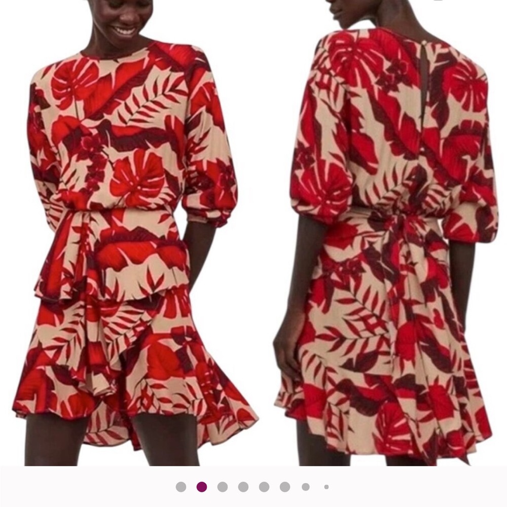 JOHANNA ORTIZ X H&M Flounced Leaf Print Dr…